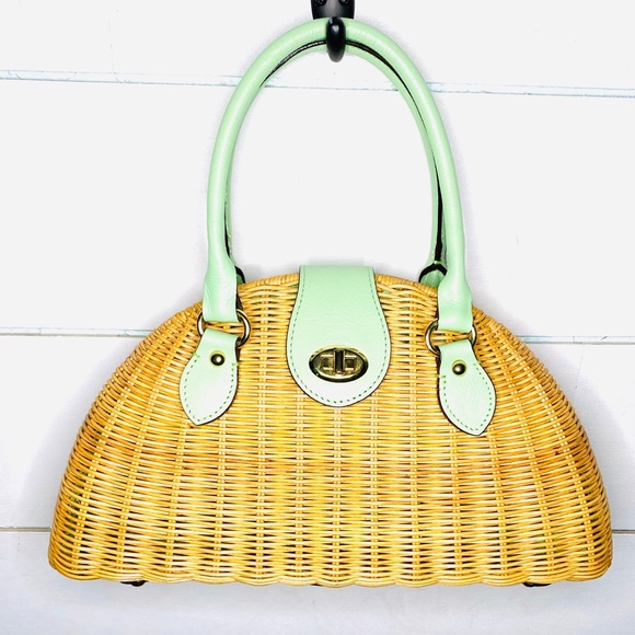 Banana Republic Handbags - Banana republic wicker basket purse w/teal handle